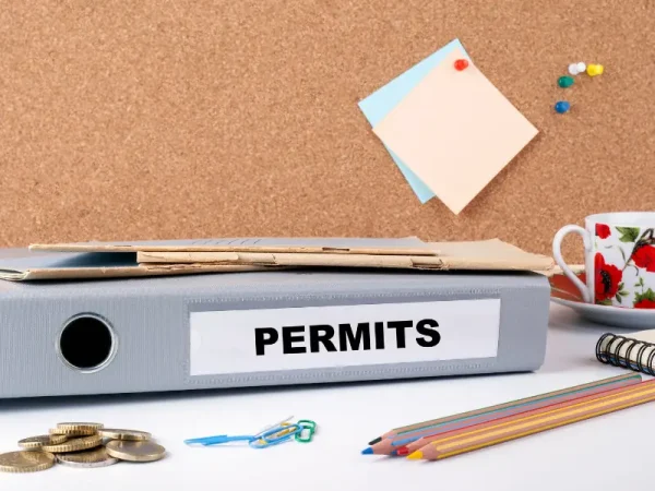 Permits binder on an office desk